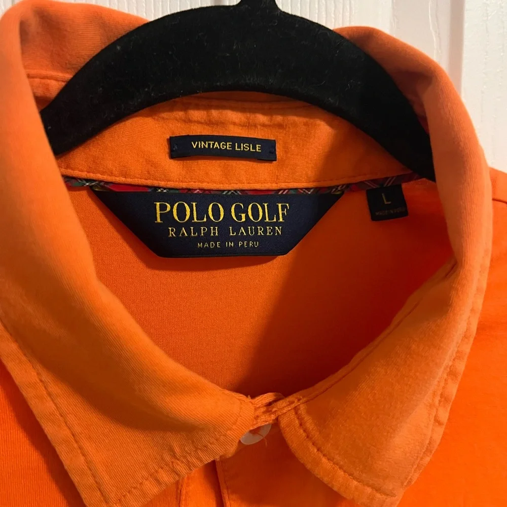 Polo Ralph Lauren Men's Polo Shirt Size Large Orange Blue Pony Logo Short Sleeve